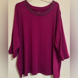 NWOT Liz & Me for CATHERINES magenta three-quarter sleeve top women’s size 4X